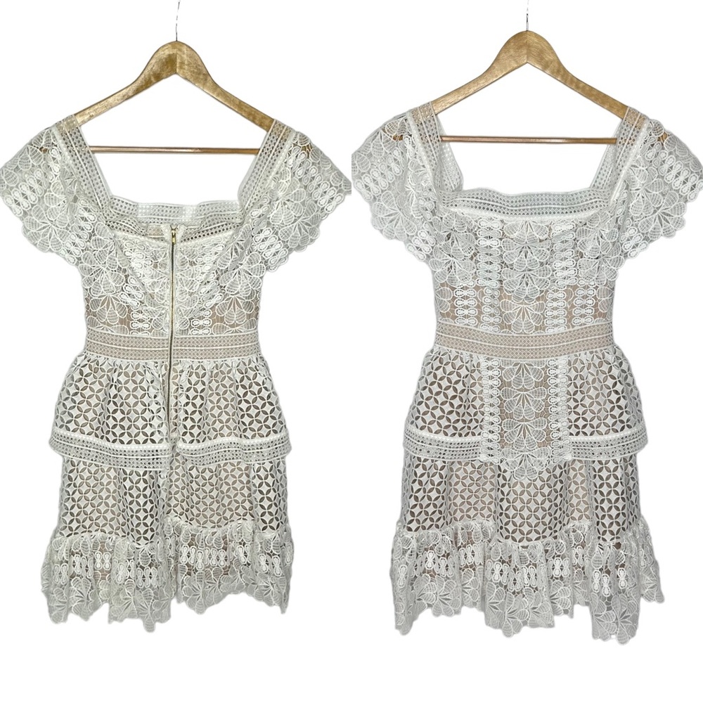 SELF-PORTRAIT Off-the-shoulder guipure Lace Mini Dress 2 ivory - Picture 6 of 16
